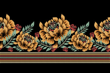 Damask flowers pattern,Ikat floral pattern vector illustration 