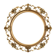 Decorative wall mirror in gold frame isolated on white background