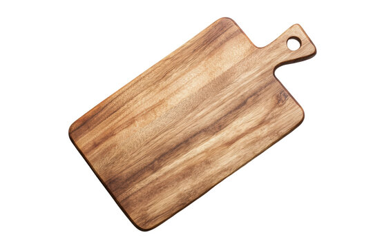 Wooden cutting board with handle on black background, cut out - Powered by Adobe
