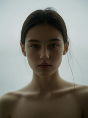 Young woman's half - body close - up