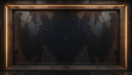 Epic fantasy scene featuring a cracked wall with neon lighting digital art creation dark environment close-up viewpoint visual concept for immersive experience