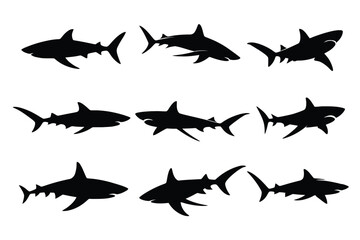 Shark Silhouettes Collection in Various Poses