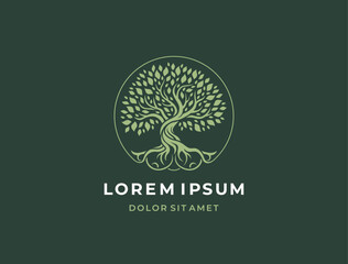 Artistic Tree Illustration. Nature Tree Vector Logo Design.