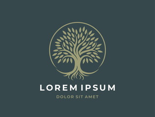 Artistic Tree Illustration. Nature Tree Vector Logo Design.