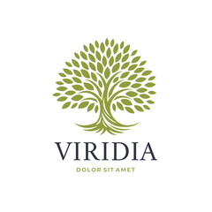 Artistic Tree Illustration. Nature Tree Vector Logo Design.