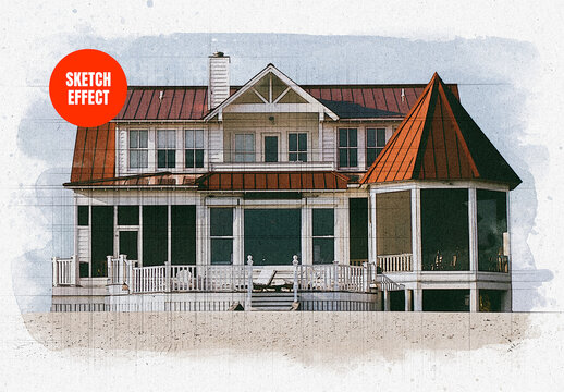 Architect Watercolor Sketch Photo Effect Mockup