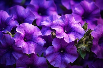 Vibrant Purple Petunias Close Up Floral Nature Photography Bloom Macro Plant Image Color Image 
