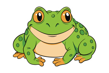 Charming Cartoon Frog with Big Eyes and Green Spots on Transparent Background