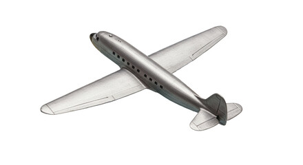 Isolated Silver Toy Airplane, Vintage Aviation