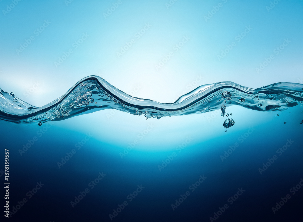 Fototapete smooth water surface with a gentle wave in shades of blue, from light to dark. the clear liquid is r