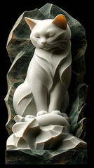 Design of a cat figurine made of natural stone