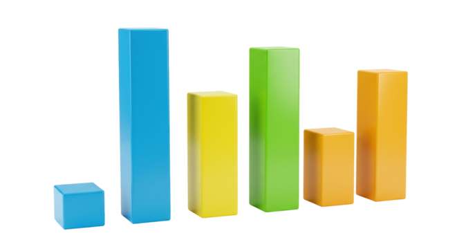 Isolated Colorful Bar Graph Representing Data and Statistics