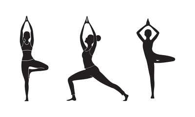Fototapeta premium Yoga Pose Simple Line Art & Meditation Symbols, silhouette vector style with white background Art & Illustration