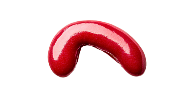 Red boomerang, curve object, shiny surface, play equipment, cut out transparent