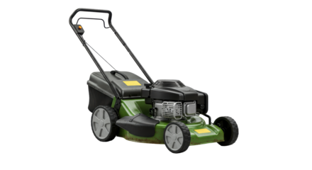 Isolated Green and Black Lawn Mower for Garden Maintenance