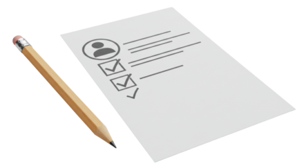 Isolated CV Resume Document with Pencil and Checklist