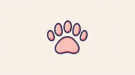 Obraz premium Cartoon Animal Paw Print on Soft Background Cute Design for Kids Pets and Nature Themes