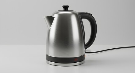 Elegant Electric Kettle: A sleek stainless steel electric kettle, modern design on the tabletop.