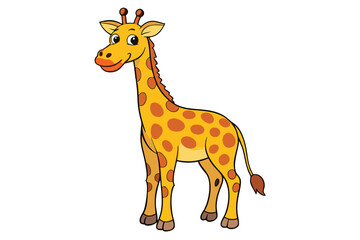 Obraz premium Standing Cartoon Giraffe with Orange Spots on a Transparent Background