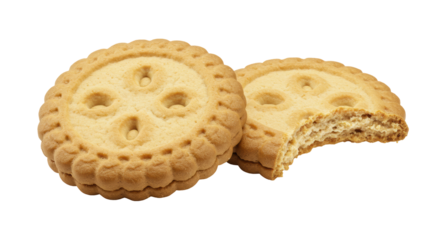 Isolated Biscuit Sandwich with Cream Filling and Bite Mark
