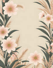 Obraz premium floral background with flowers, abstract floral background, floral background, seamless floral pattern, seamless pattern with beige flowers, seamless pattern with white and beige lilies