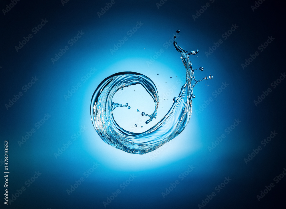 Aufkleber a dynamic water swirl is frozen mid-air, creating a spiral shape against a deep blue backdrop. the f