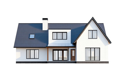 Modern House Facade with Gable Roof, Cut Out Transparent