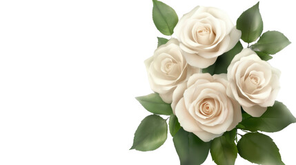 Fototapeta premium bouquet of white roses isolated on white background 