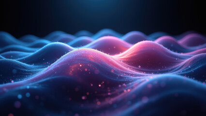 Fototapeta premium Dynamic digital wave form with vibrant colors reflecting on its surface.