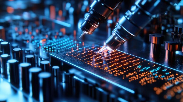 A detailed shot of a DNA sequencing device processing genetic data in a high-tech lab. - Powered by Adobe
