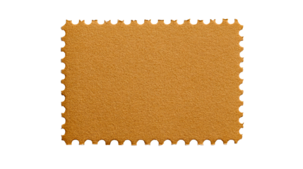 Brown postage stamp with jagged edges, cut out transparent