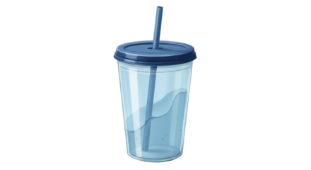 Isolated Blue Tumbler with Water Straw