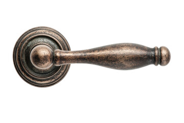 Antique bronze door handle on black background, cut out