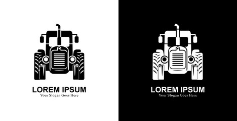 Tractor logo design with front view and modern style