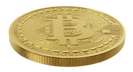 Isolated Golden Bitcoin Coin for Cryptocurrency