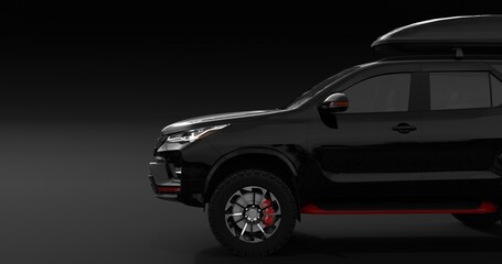 Realistic Car SUV Touring Isolated on Black Background. 3D Rendering