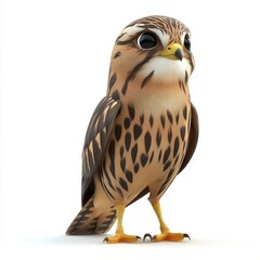 Fototapeta premium Cute and Colorful Cartoon Bird Character with Big Eyes and Playful Expression Standing Alone