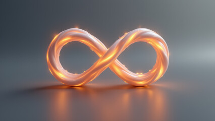 Abstract futuristic 3D rendering featuring infinity loops with glowing edges.
