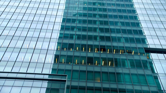 Reflections in the New York skyscrapers in the city center