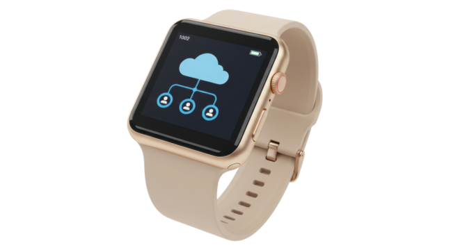 Isolated Smartwatch Displaying Cloud Network Symbol - Powered by Adobe