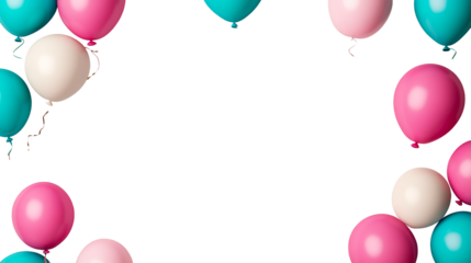 Festive Pink and Blue Balloons Frame, Party Celebration , cut out transparent