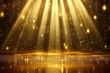 Golden stage spotlight with glitter