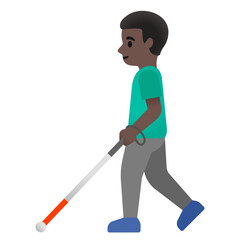 Man with White Cane: Dark Skin Tone
