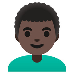 Man: Dark Skin Tone, Curly Hair
