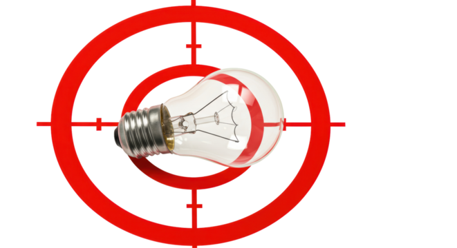 Isolated Light Bulb with Target Crosshairs