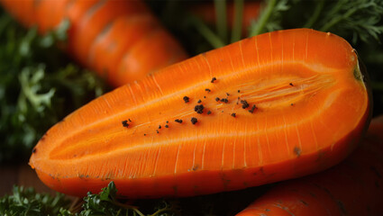 Fresh carrot texture pattern on close-up background. Organic vegetable food surface for grocery design