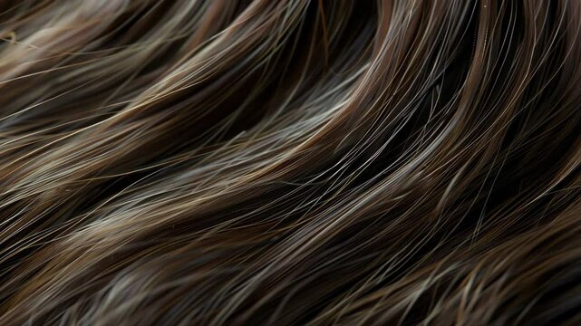 Close-up of human hair strands, showcasing biological texture and natural patterns