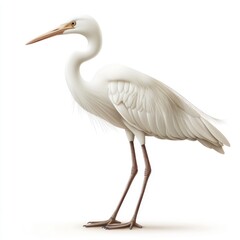Obraz premium Elegant White Heron with Long Legs and Graceful Stance on a Minimalist Background