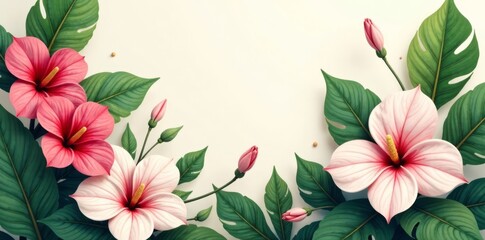 Obraz premium Intricate Monstera leaves on a subtle white or cream background, nature wallpaper, monstera wallpaper