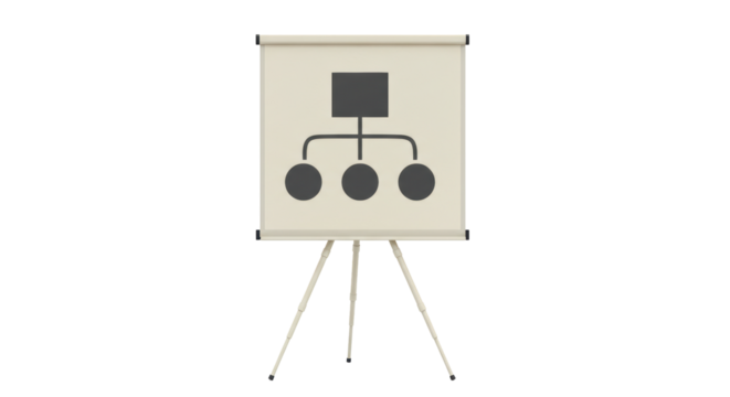 Isolated Presentation Board with Organizational Chart Illustration